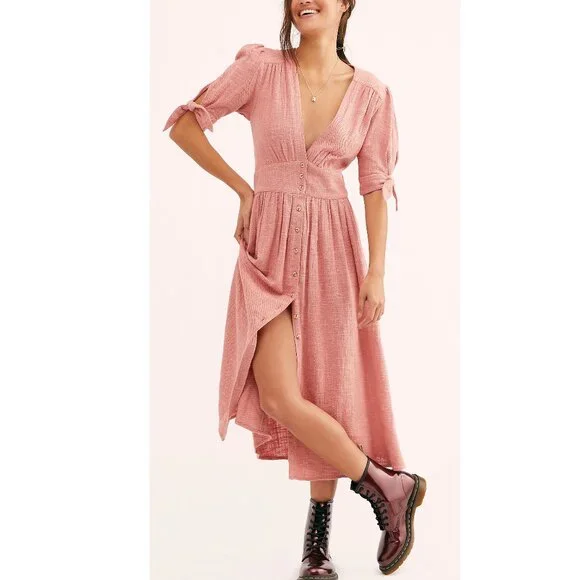FREE PEOPLE Love Of My Life Dress / Pink Flower - Picture 1 of 4